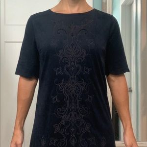 Navy Faux-Suede Miss Me Shift Dress